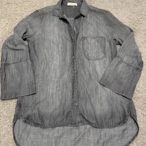 Men's Washed Gray Button-Up Shirt